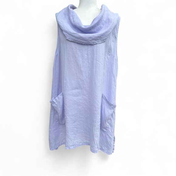 Match point Dresses & Skirts - Light Lavender Linen Sleeveless Cowl Neck Dress with Pocket Detail M